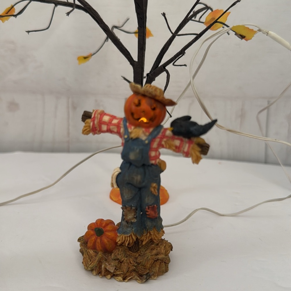 Department 56 Lighted Halloween Scarecrows and 2 Fall Trees - Picture 4 of 11